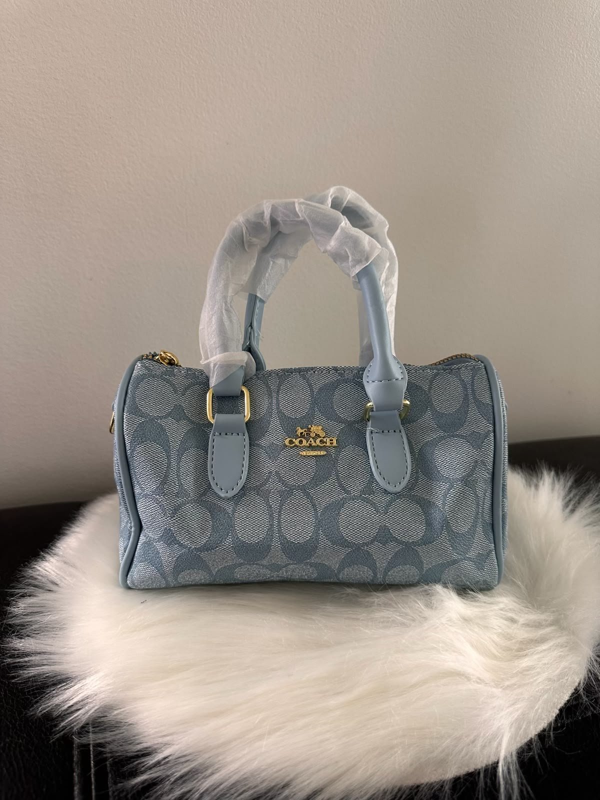Sac à main Boston Coach Signature bleu