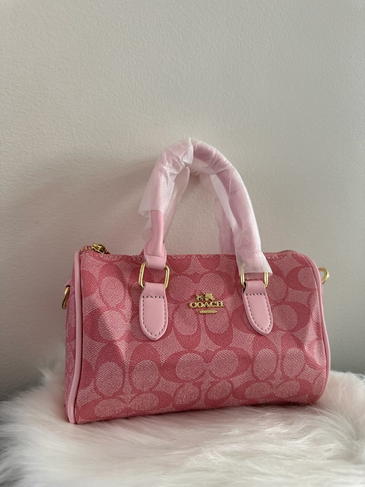 Sac à main Boston Coach Signature rose