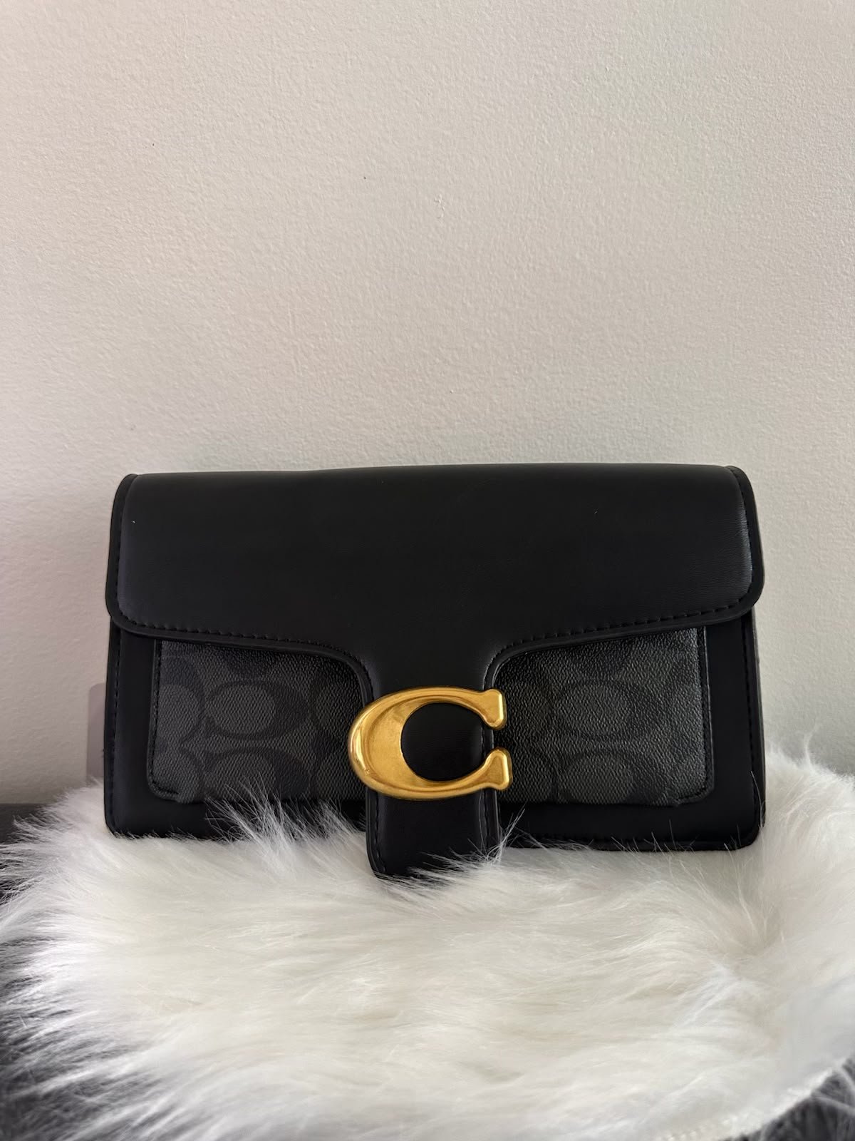 Sac à bandoulière Coach Signature noir à rabat