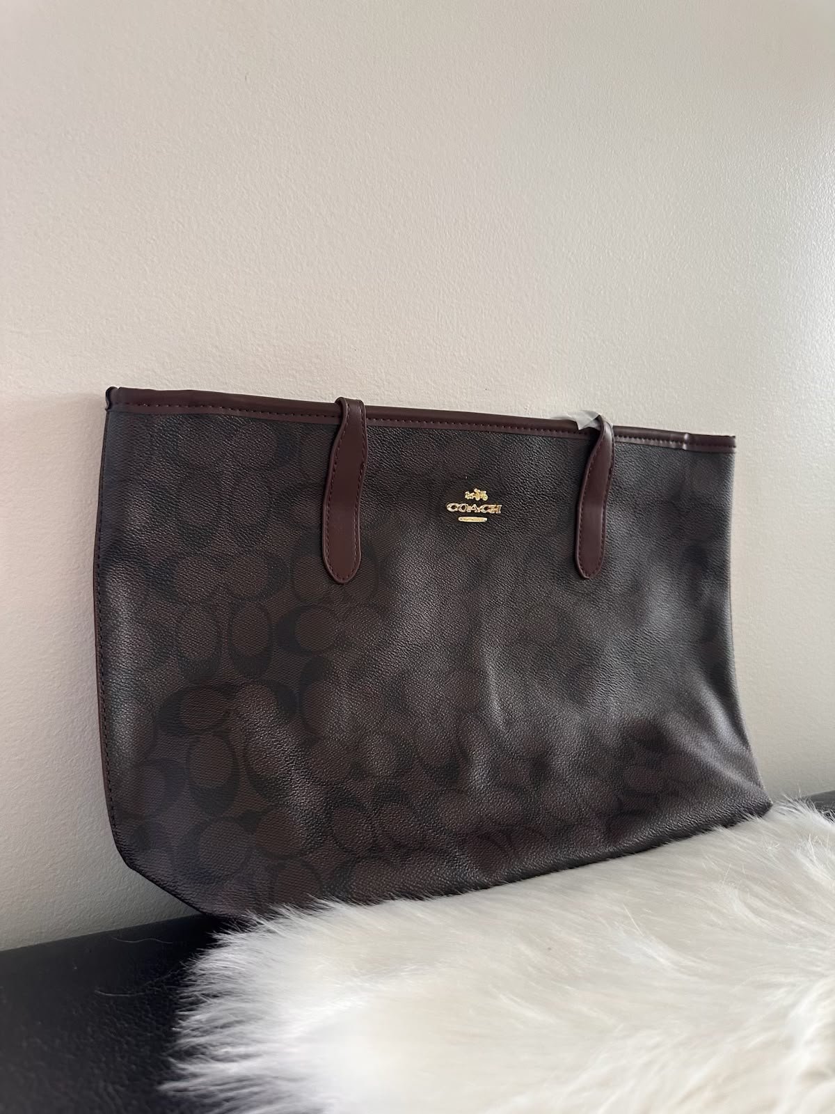 Grand sac fourre-tout Coach Signature brun