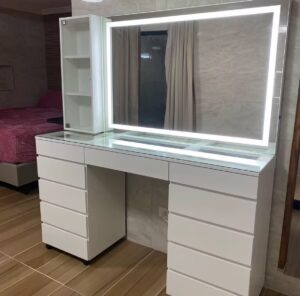 . Professional Hollywood Vanity Table with LED Backlit Mirror & 10-Drawer Storage