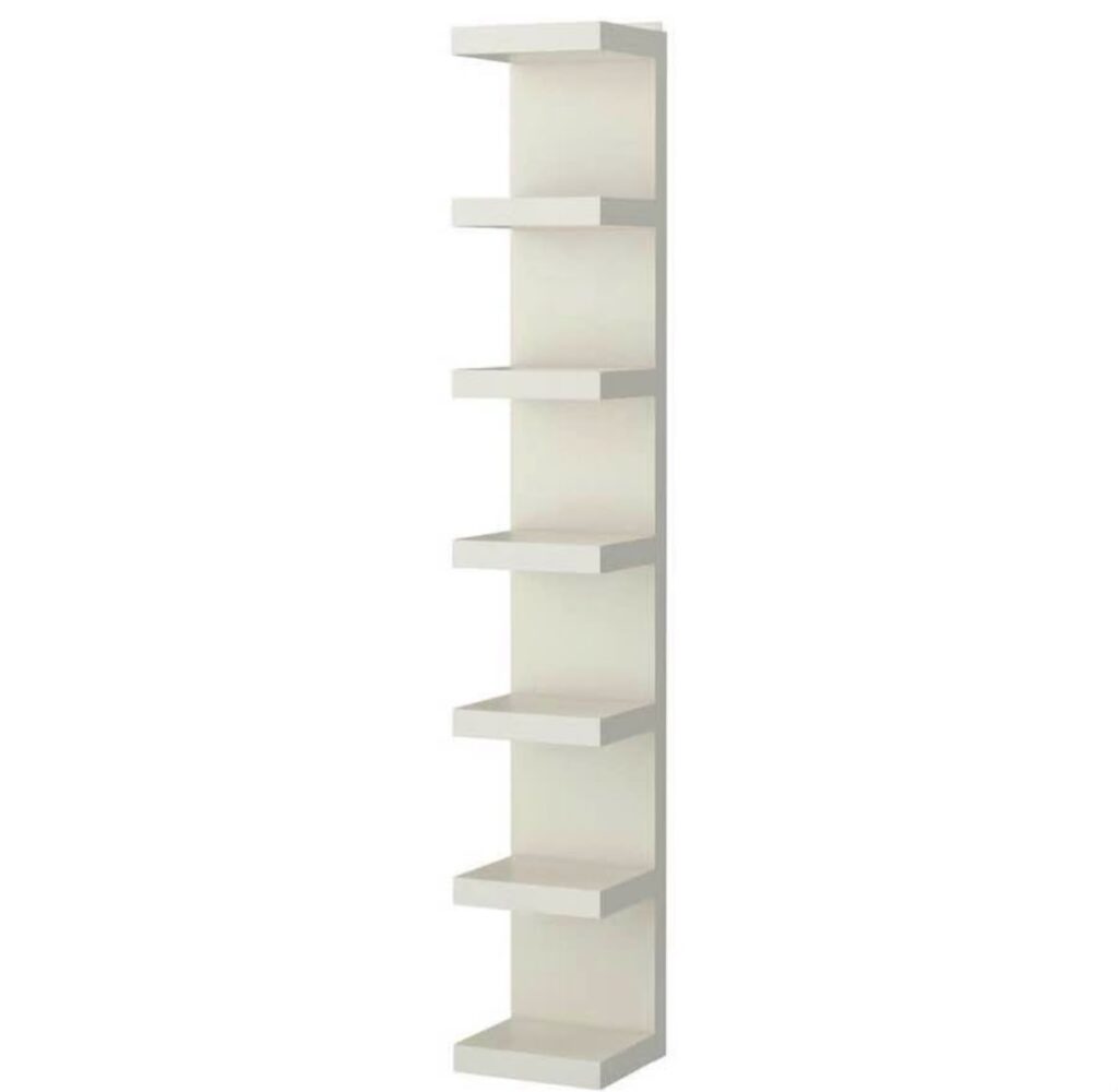 Narrow White Wall Shelf Unit – 6 Tier Vertical Storage