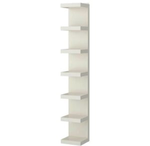 Narrow White Wall Shelf Unit – 6 Tier Vertical Storage